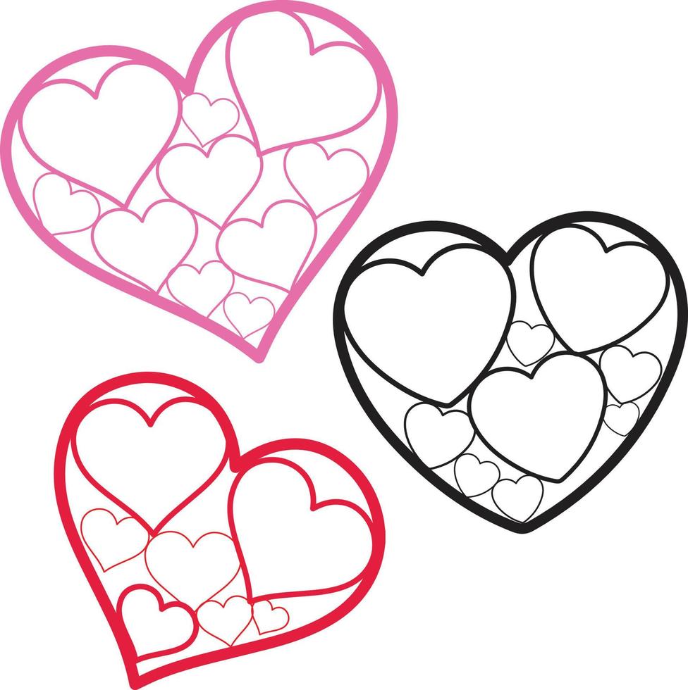 corações de ilustração vetorial em vários estilos vetor