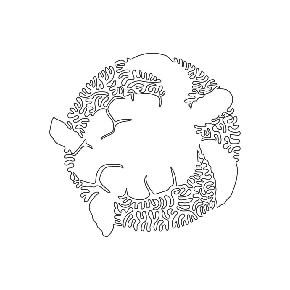 desenho de linha contínua de redemoinho único da bela arte abstrata de tartarugas. desenho de linha contínua estilo de ilustração vetorial de design gráfico de répteis amigáveis para ícone, sinal, decoração de parede moderna minimalista vetor