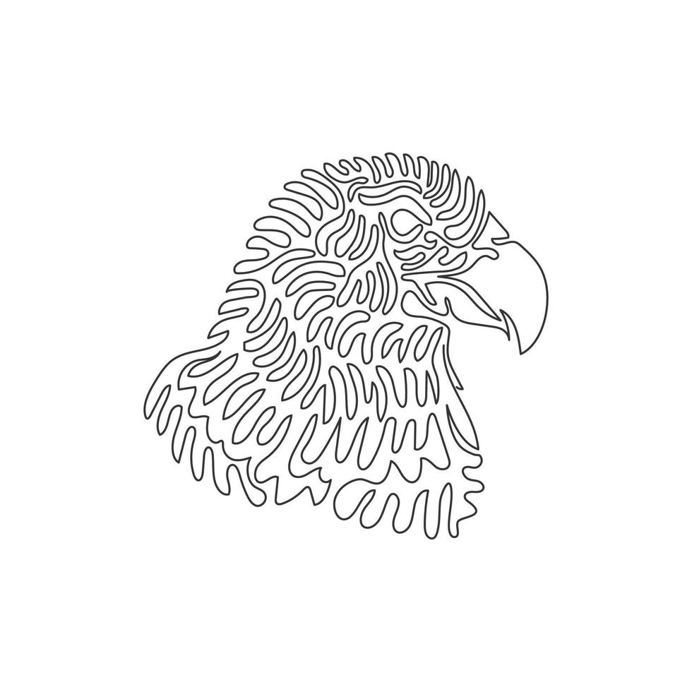 curva contínua uma arte abstrata de desenho de linha. falcão tem bico forte e pontiagudo. ilustração vetorial de traço editável de linha única de falcões aves de rapina para logotipo, símbolo, decoração de parede, pôster boho vetor