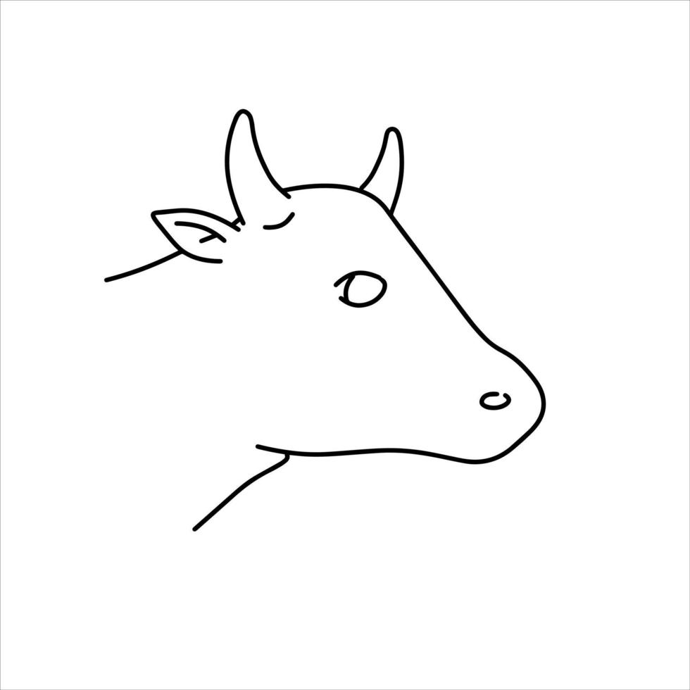 cabeça de vaca. delinear o emblema dos desenhos animados do animal de fazenda. vetor