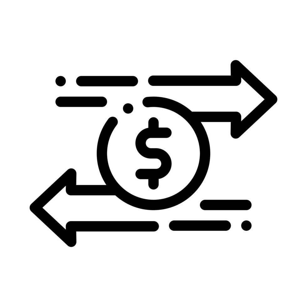 ilustração de contorno do vetor de ícone de troca de dólar de moeda