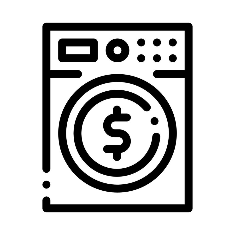 ilustração de contorno vetorial de ícone de máquina de lavar roupa de lavagem de dinheiro vetor