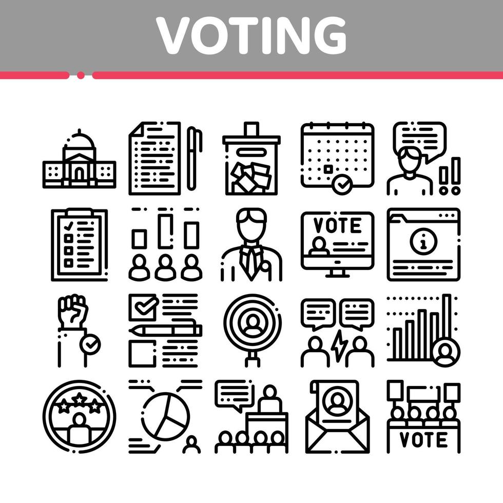 vetor de conjunto de ícones de votação e coleção de eleições