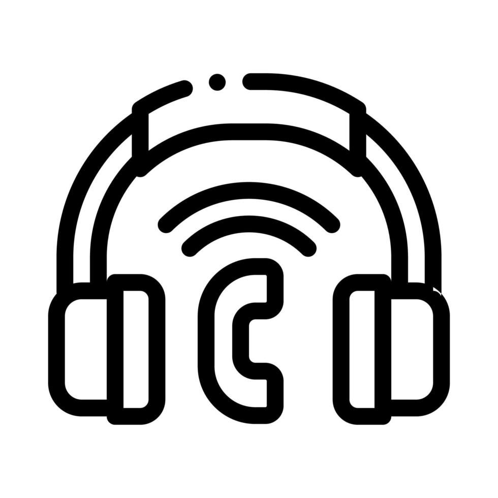 ícone de fones de ouvido do sistema voip ilustração de contorno vetorial vetor