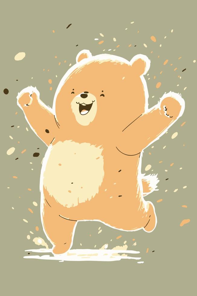 urso cortado. animal bebê adorável. desenho vetorial de ursinho de pelúcia feliz. desenho desenhado à mão. engraçado vetor