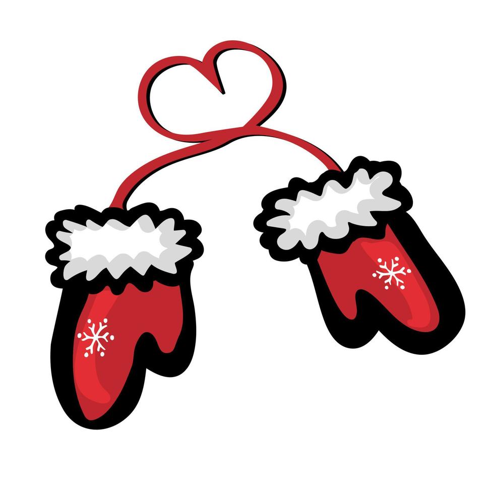 luvas de natal com flocos de neve em estilo doodle vetor