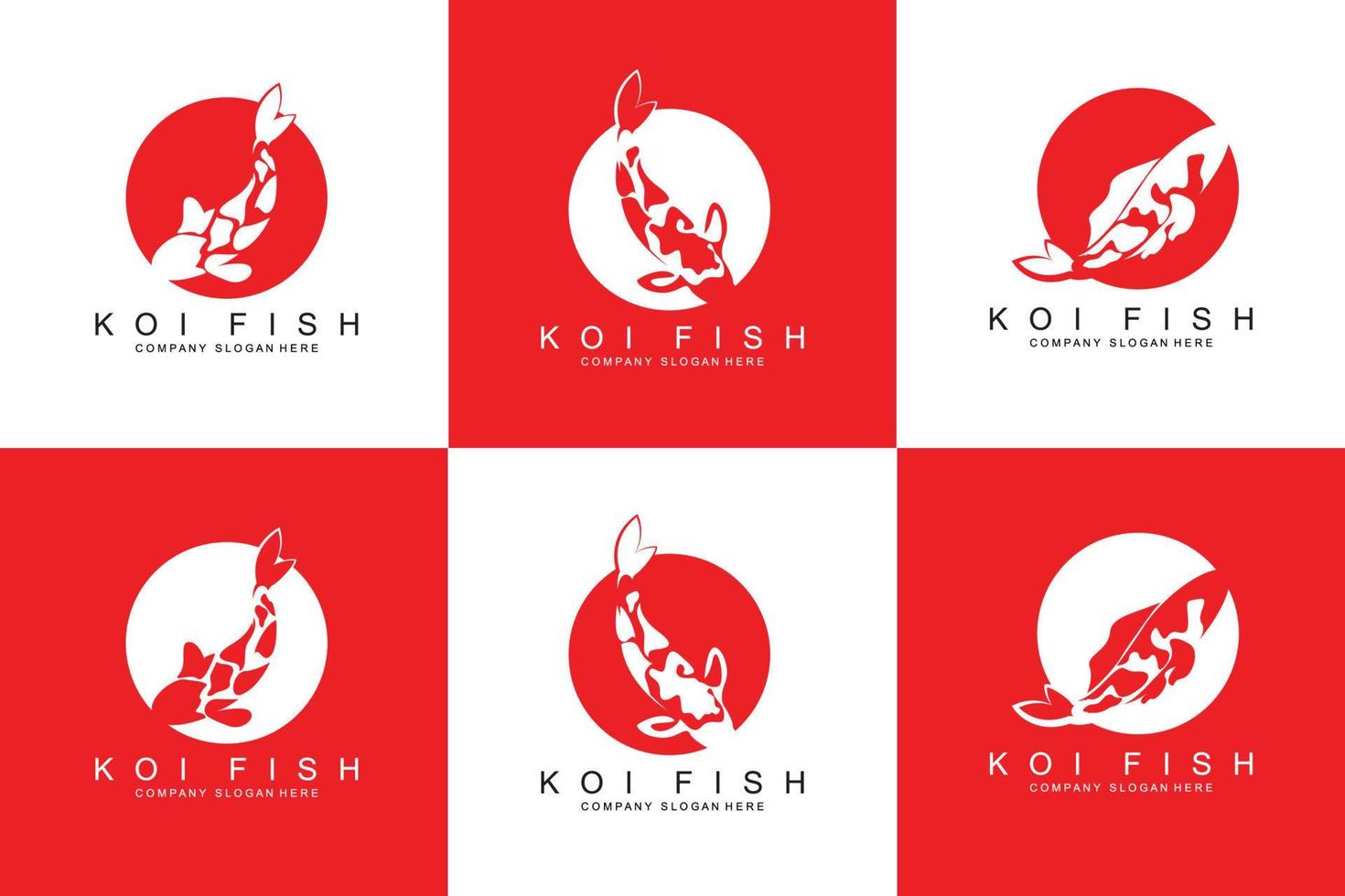 design de logotipo de peixe koi, vetor de peixes ornamentais, produto de marca de ilustração de ornamento de aquário