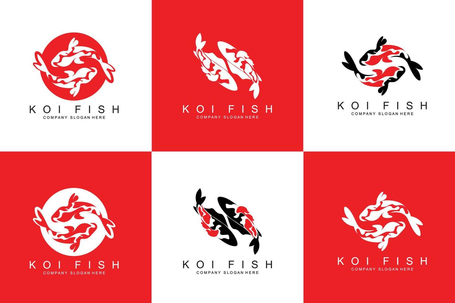 design de logotipo de peixe koi, vetor de peixes ornamentais, produto de marca de ilustração de ornamento de aquário