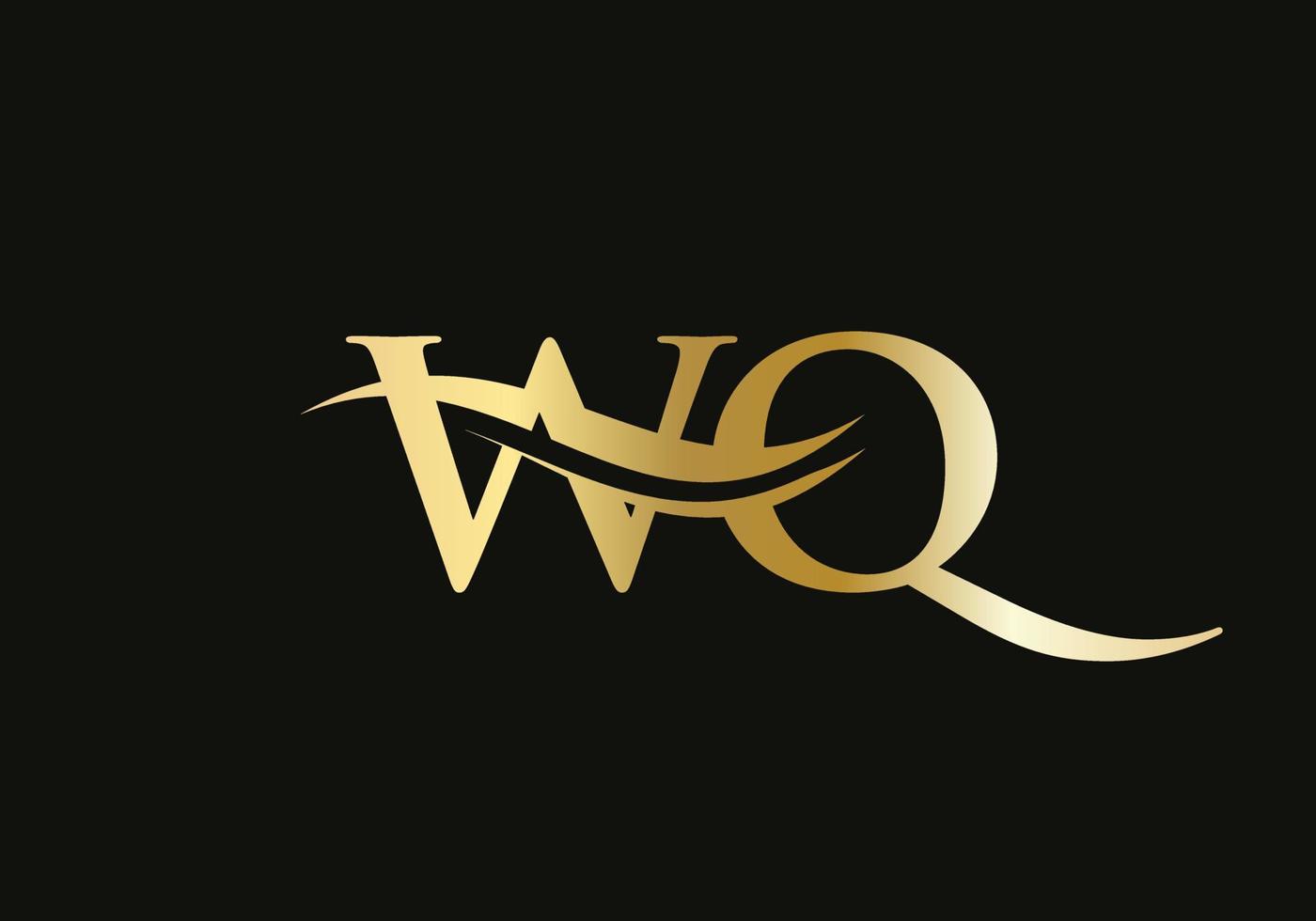 vetor de logotipo wq onda de água. design de logotipo wq de letra swoosh para negócios e identidade da empresa