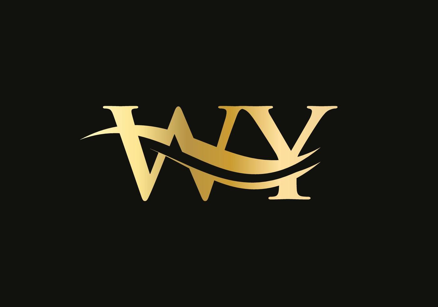 swoosh letter wy logo design para negócios e identidade da empresa. logotipo de onda de água wy com moderno na moda vetor