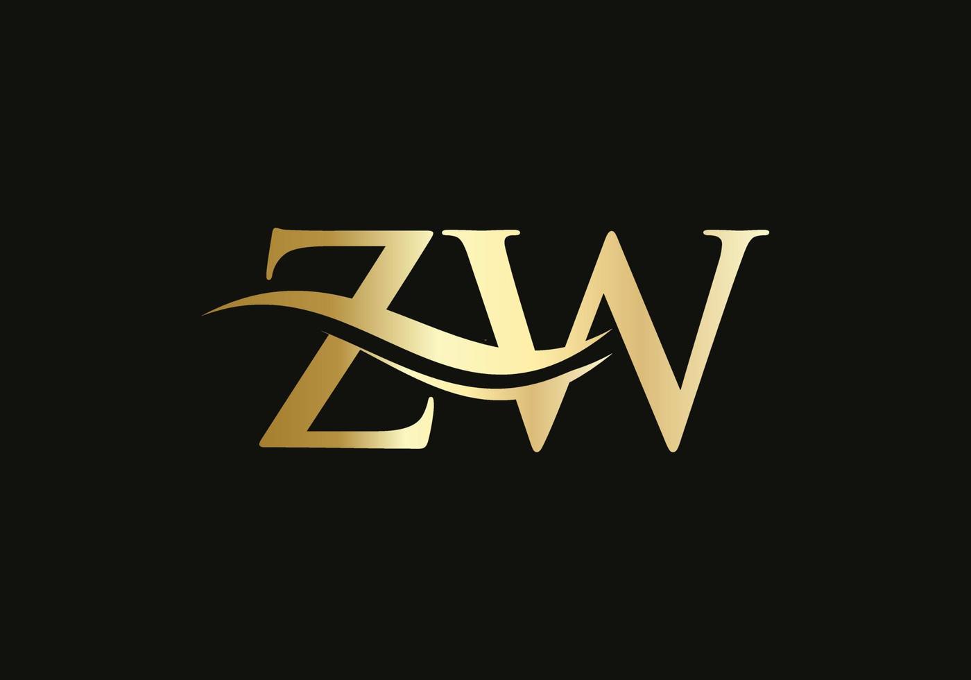 logotipo zw moderno para marcas de luxo. vetor de design de logotipo comercial de letra zw inicial