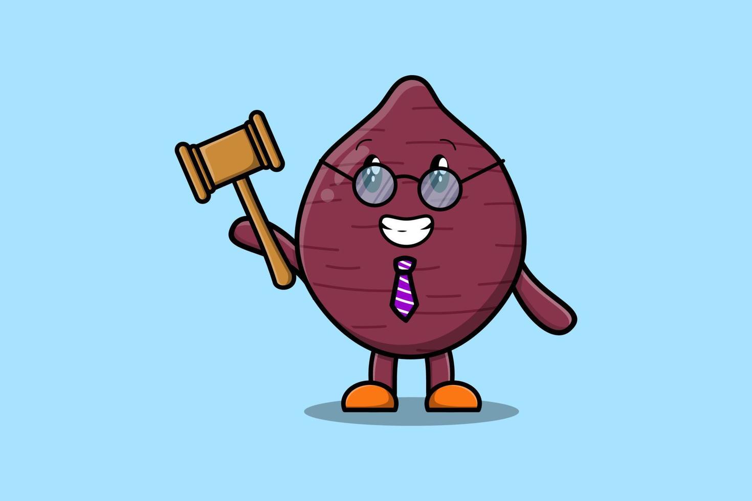 personagem de desenho animado bonito juiz sábio batata-doce vetor