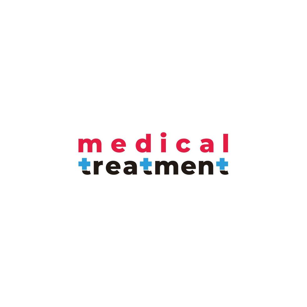 tratamento médico de texto mais vetor de logotipo de símbolo