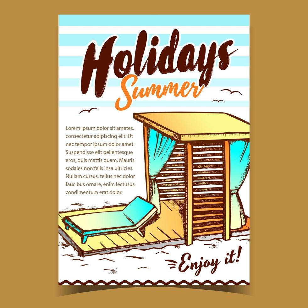 vetor de cartaz de publicidade de praia de verão de férias