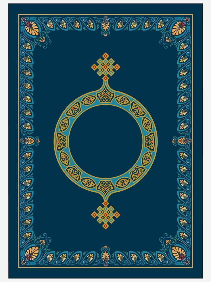 Alcorão Sagrado. livro árabe islâmico. arabesco. o Alcorão. caligrafia árabe significa '' alcorão kareem '', o alcorão é o livro sagrado do Islã, ouro final ilustração green.eps10. vetor