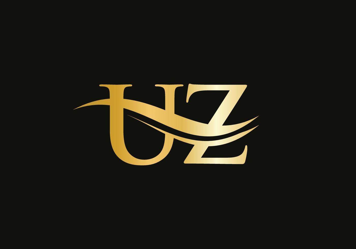 vetor de logotipo de onda de água uz. design de logotipo uz de letra swoosh para negócios e identidade da empresa