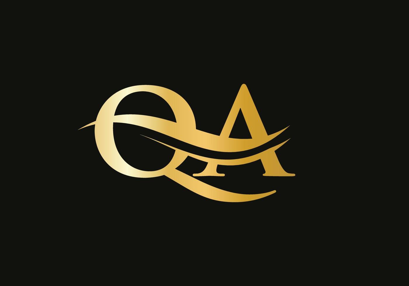 modelo de vetor de logotipo vinculado de carta qa inicial. design de logotipo de letra swoosh qa. design de logotipo qa com moda moderna
