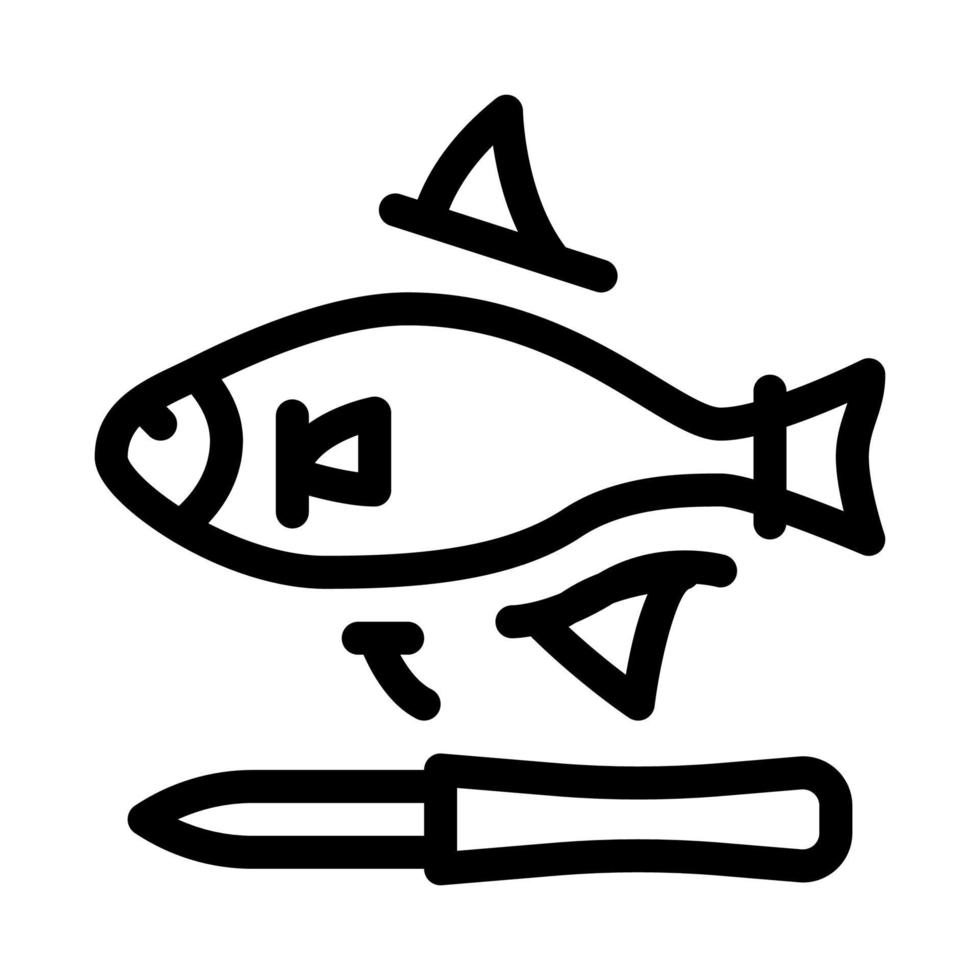 ilustração de contorno de vetor de ícone de barbatana cortada de peixe