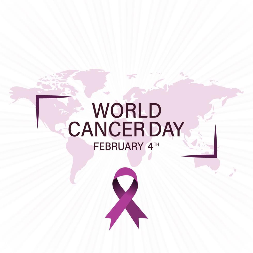 4 de fevereiro é o dia mundial do câncer. conceito de fita roxa. ilustração vetorial. vetor