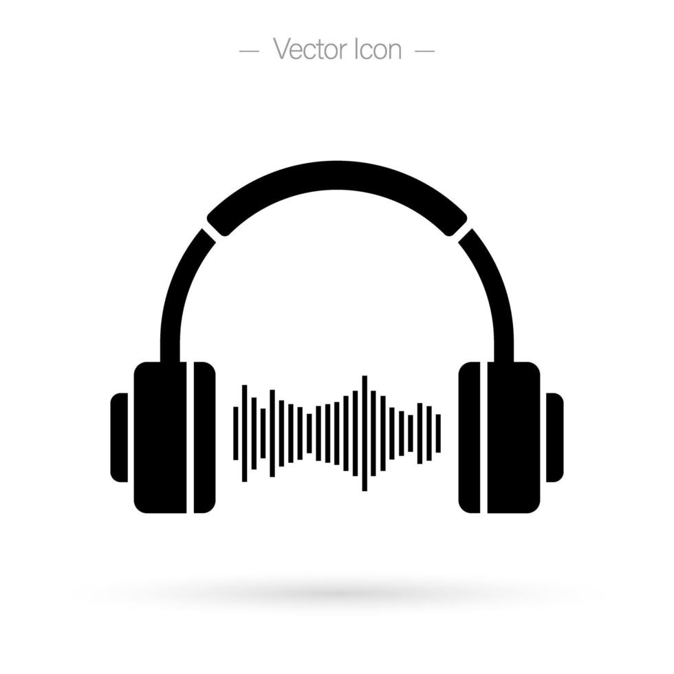 ícone de fone de ouvido com pulso de onda sonora. design minimalista para vetor isolado.