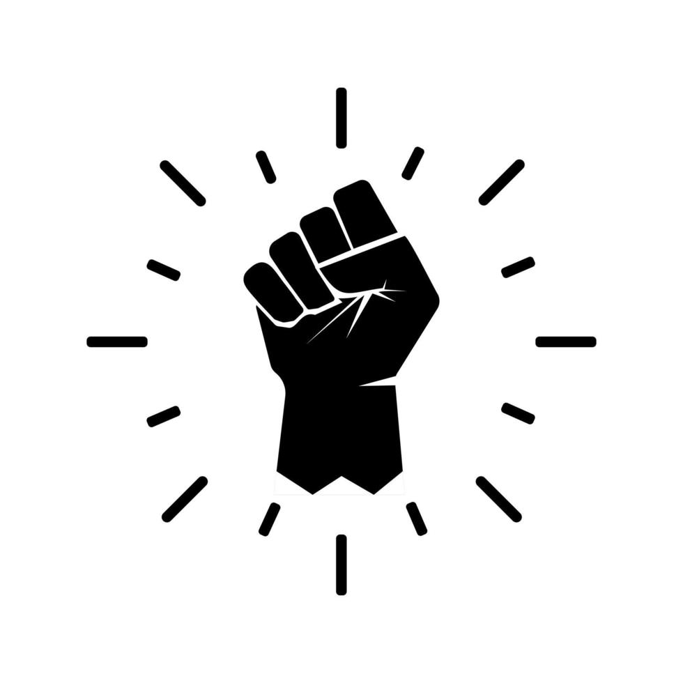 ícones de símbolo de protesto de punho levantado preto. símbolo de poder de mãos cerradas. vidas negras importante protesto. ilustração vetorial vetor