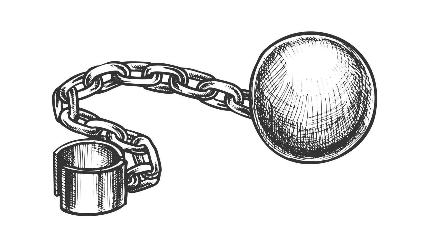 vetor retrô de acessório de prisioneiro de bola e corrente