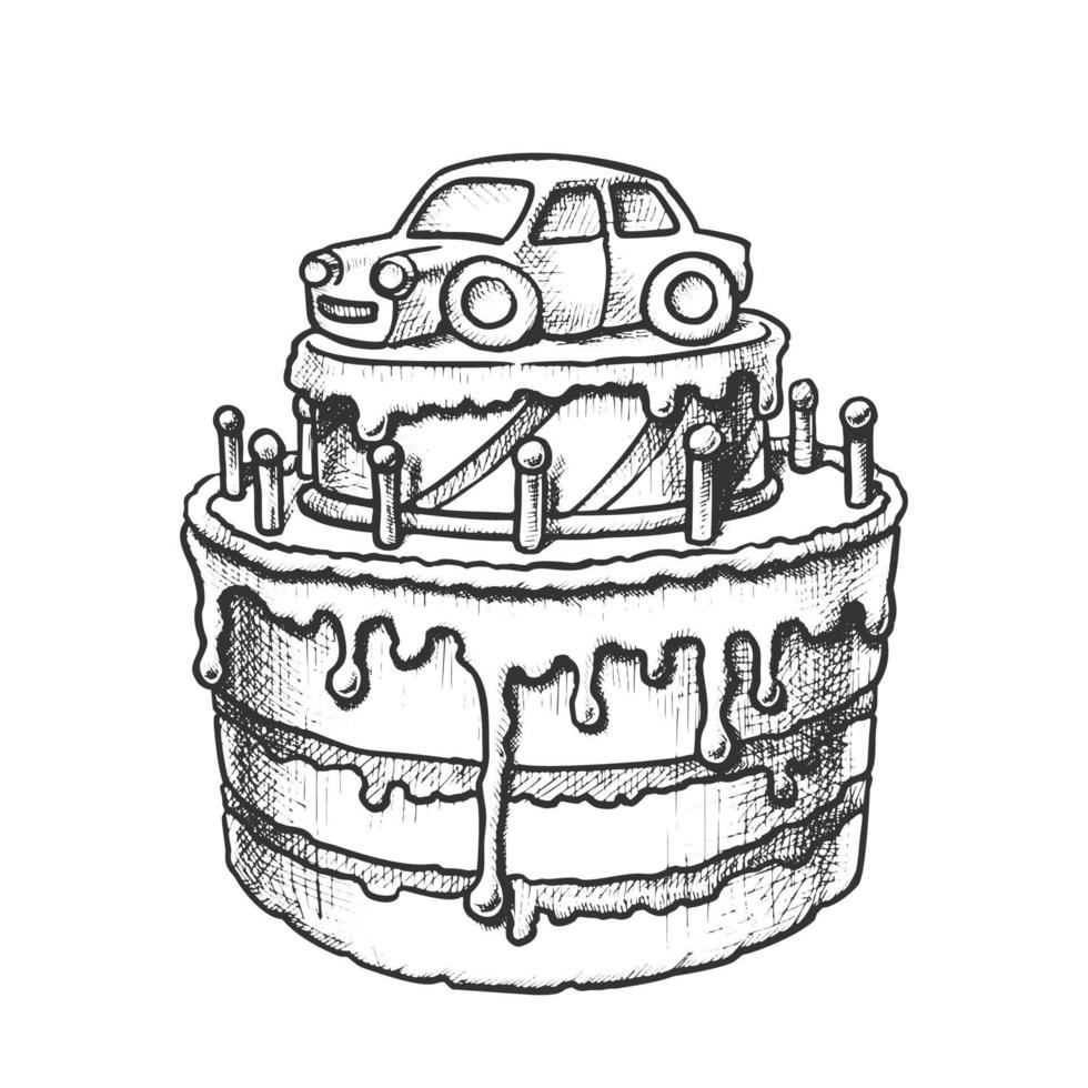 bolo de aniversário decorado com vetor retrô de carro