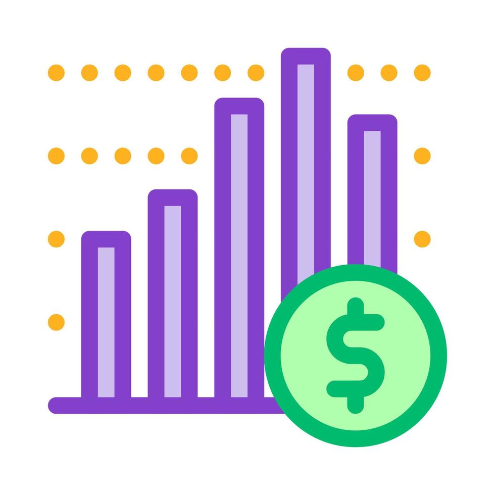 gráfico de gráfico financeiro e ícone de vetor de dólar de moeda