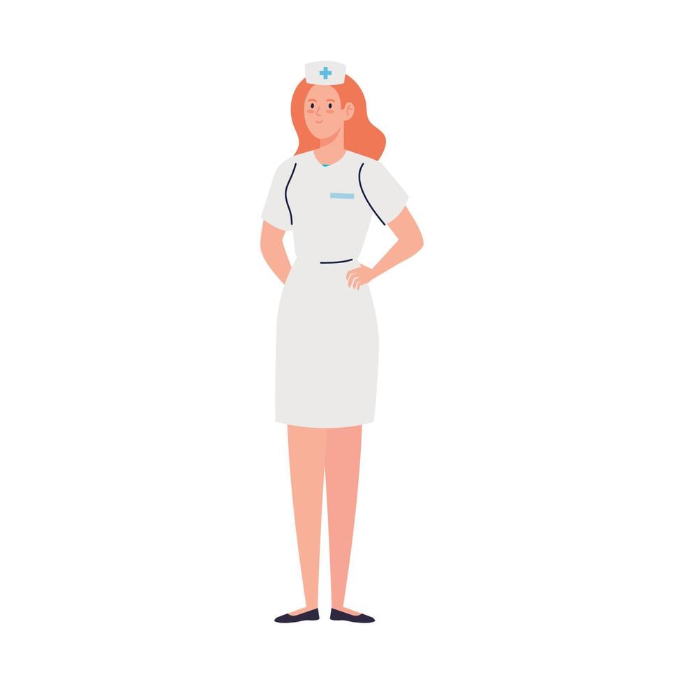enfermeira com uniforme, enfermeira em fundo branco vetor