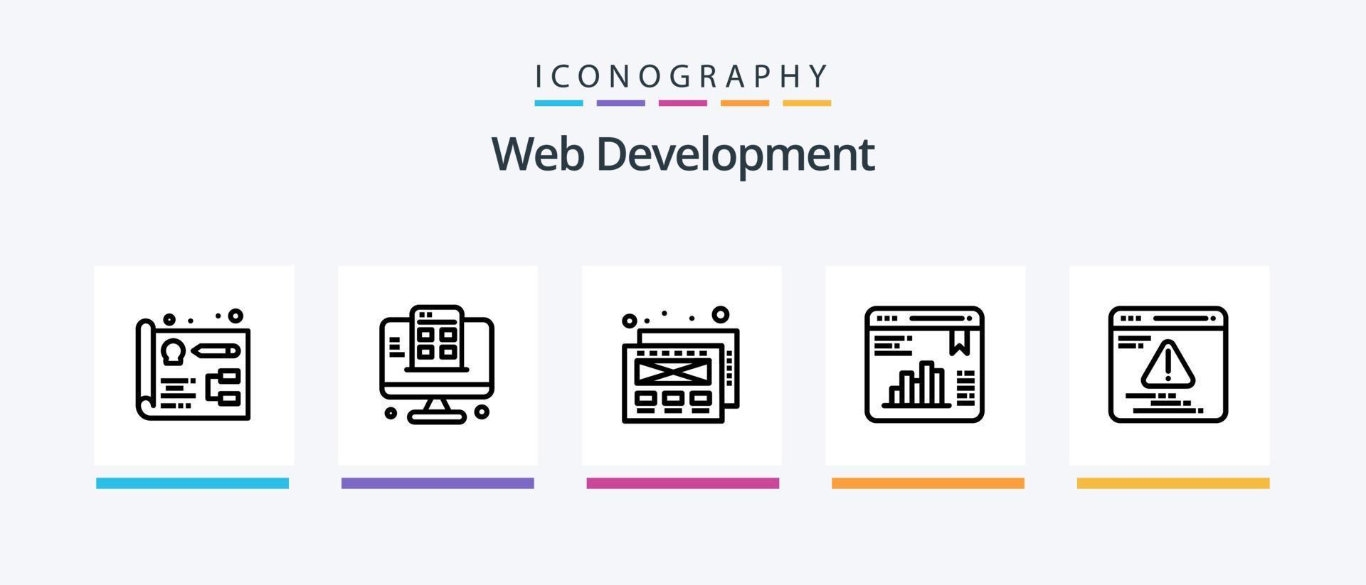 pacote de ícones da linha 5 de desenvolvimento web, incluindo negócios. gestão. projeto. desenvolvimento. layout. design de ícones criativos vetor