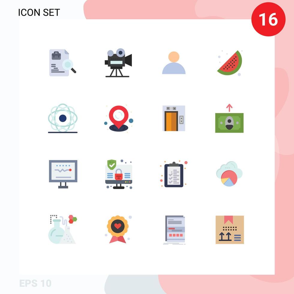 conjunto de 16 sinais de símbolos de ícones de interface do usuário modernos para órbita molecular átomo limão pacote editável de elementos de design de vetores criativos