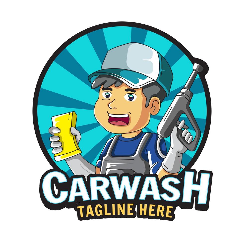 modelo de logotipo de desenho animado de lavagem de carros vetor