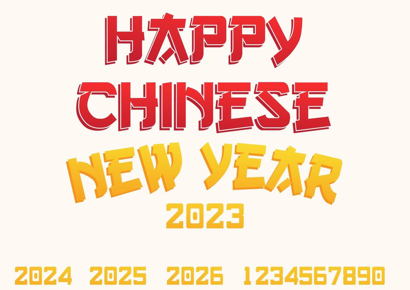 o estilo do texto é colorido em gradientes de vermelho e amarelo que diz feliz ano novo chinês 2023 vetor