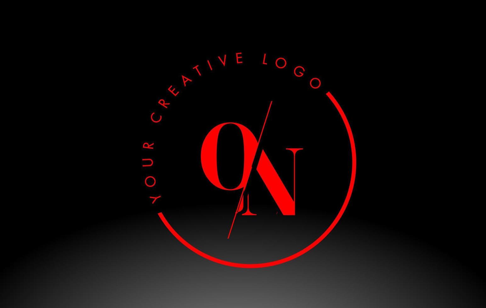 vermelho no design do logotipo da letra serif com corte cruzado criativo. vetor