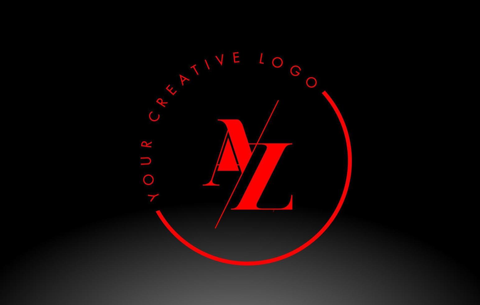 design de logotipo de letra az serif vermelha com corte cruzado criativo. vetor