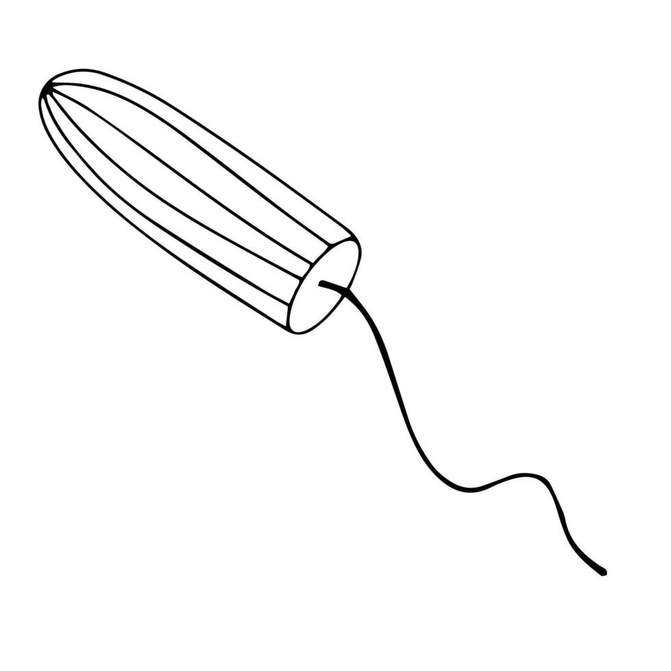 ilustração de doodle de um ícone de tampão de higiene feminina, vetor