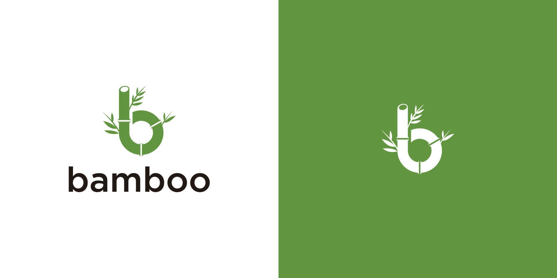 letra inicial b com modelo de ilustração vetorial de design de logotipo de bambu vetor