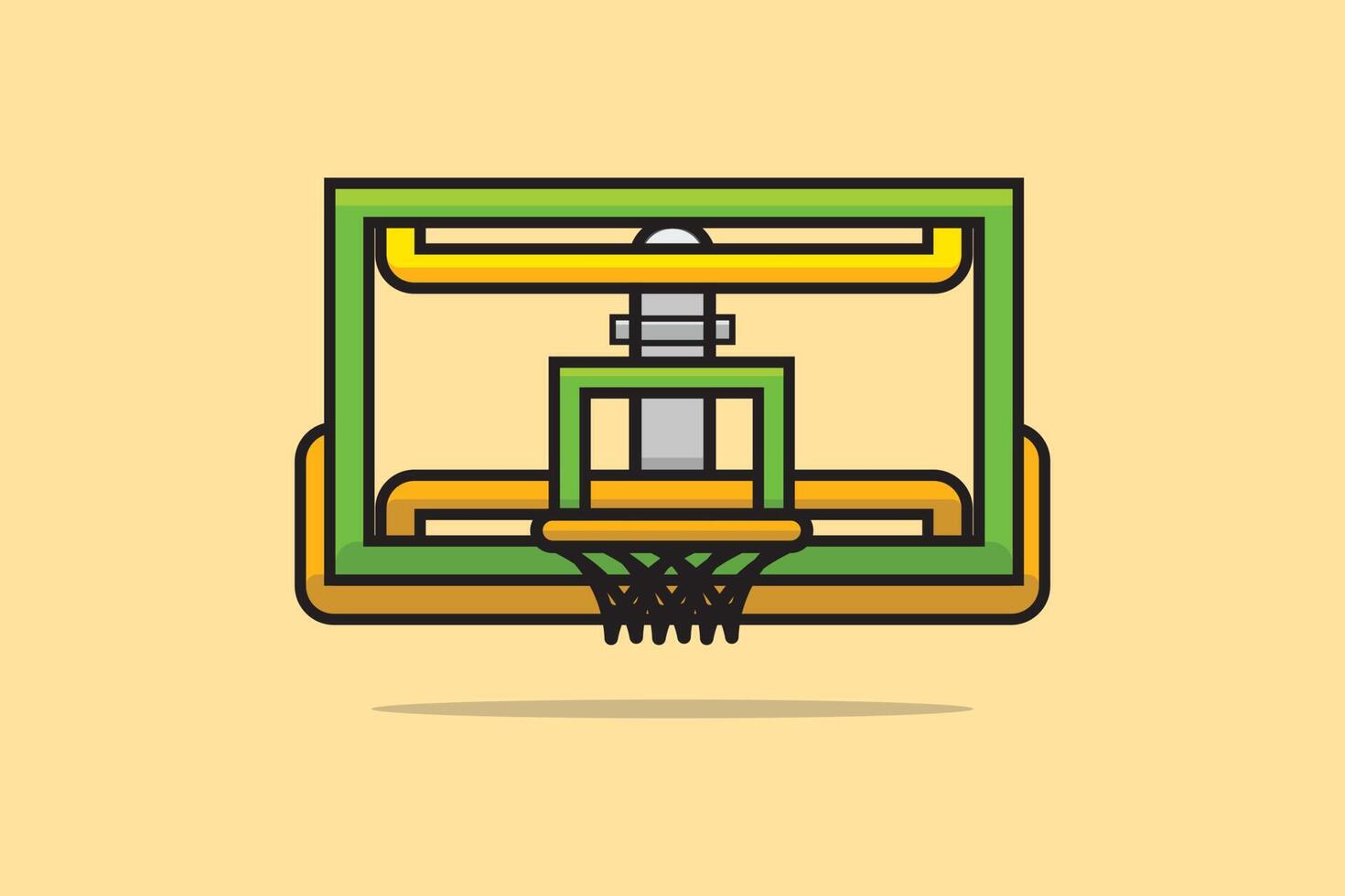 aro de bola de basquete e ilustração vetorial de anel. conceito de ícone de objetos esportivos. placa líquida de basquete com design de vetor de círculo redondo em fundo laranja com sombra.