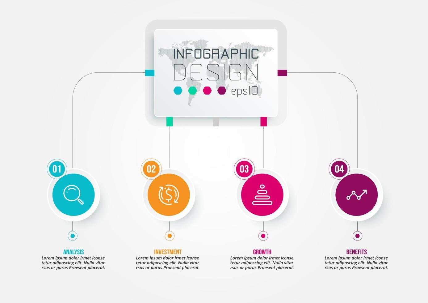 conceito de negócio de modelo infográfico com diagrama vetor