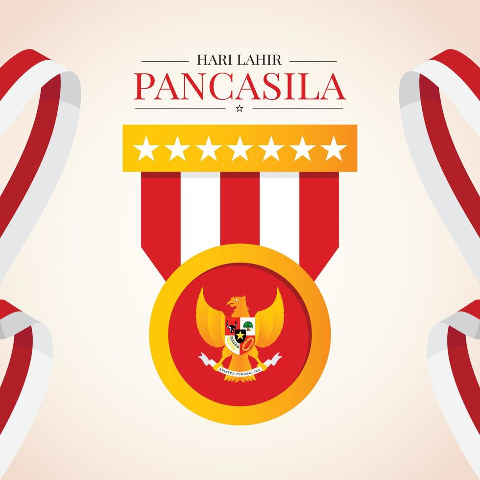 feliz aniversário modelo de design de dia de pancasila vetor