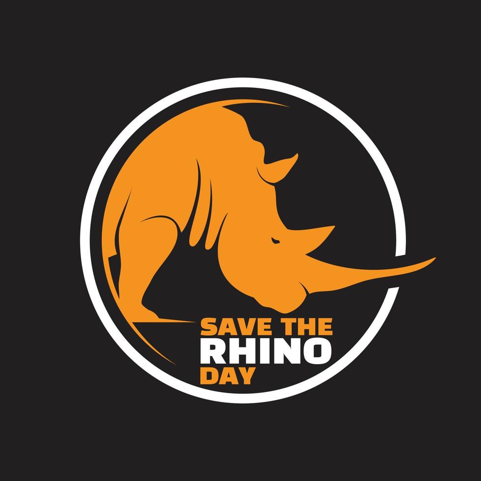 salve o design de letras do dia do rinoceronte vetor