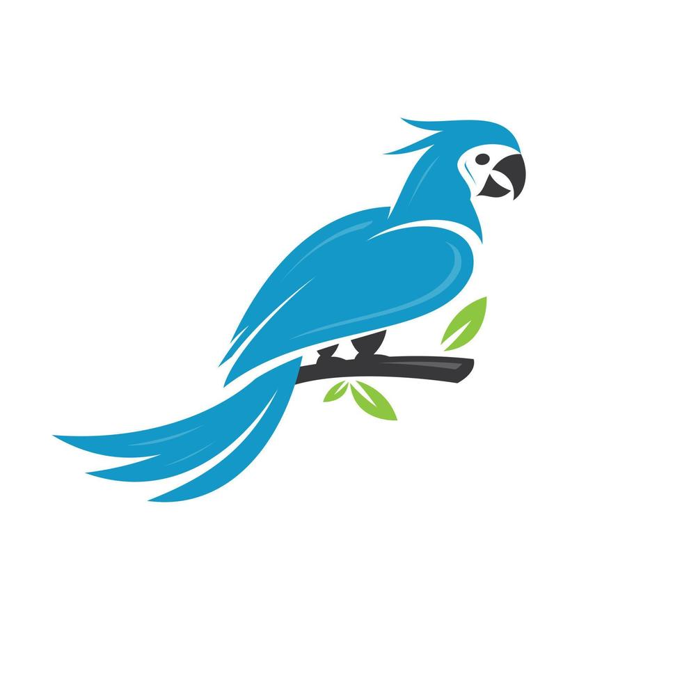 ícone isolado de vetor de papagaio de arara azul