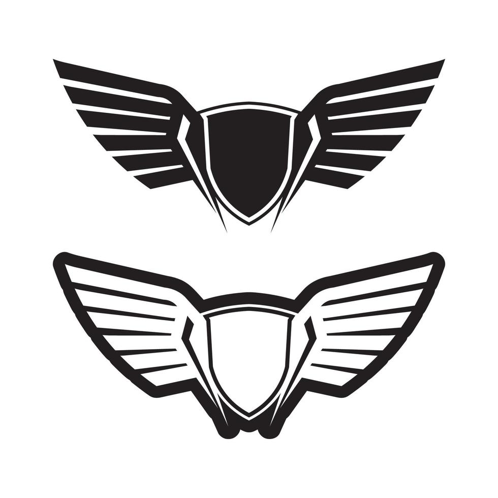 conjunto de vetores de ícones pretos de asas. conjunto de design minimalista moderno
