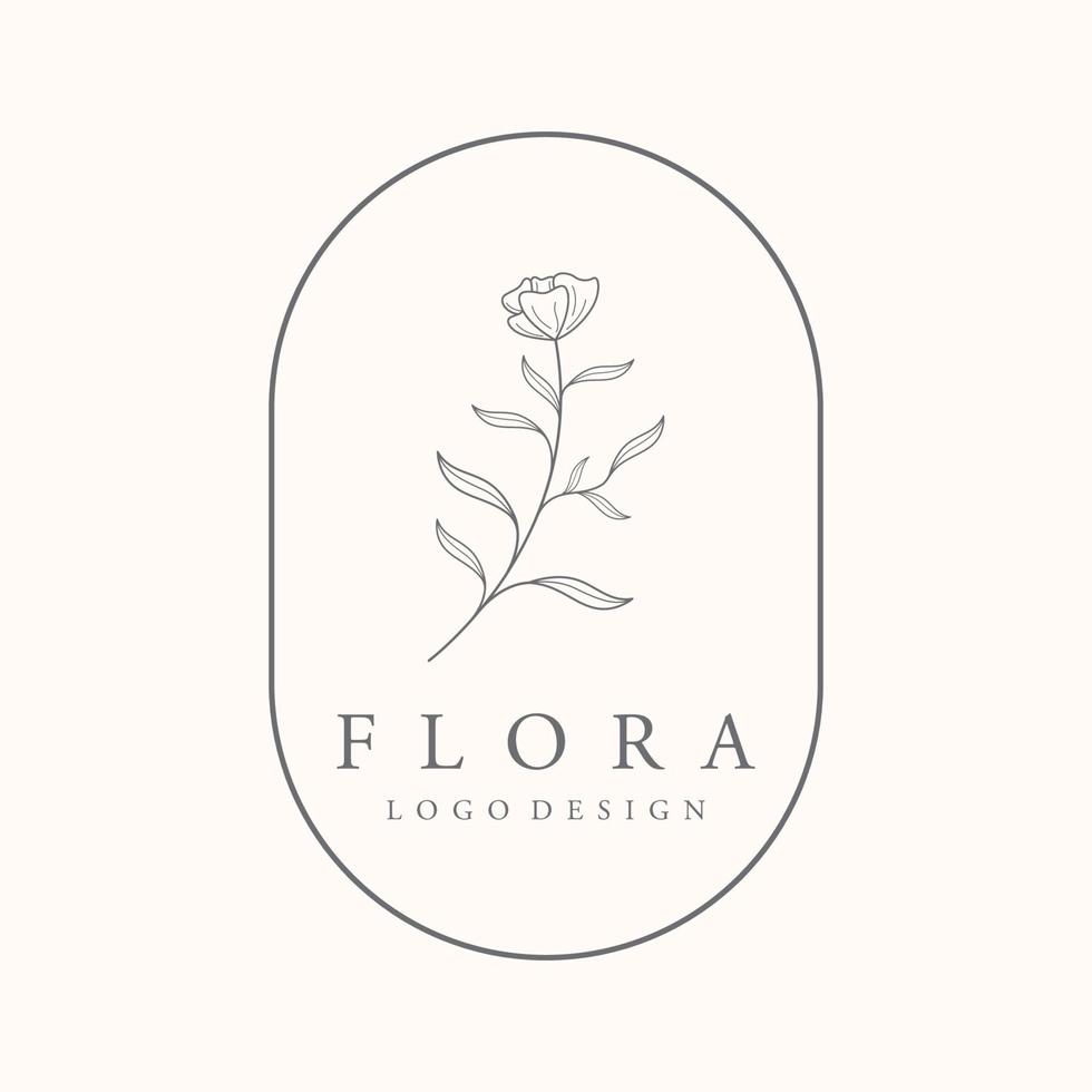 design de logotipo feminino orgânico botânico orgânico desenhado à mão para florista, casamento, crachá, fotógrafo e beleza. vetor