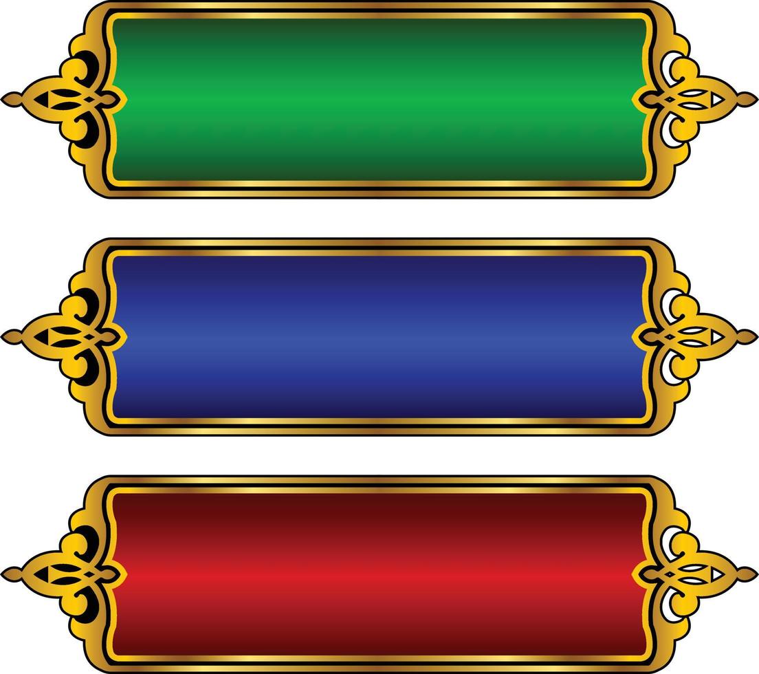 conjunto de moldura de título de banner islâmico árabe dourado de luxo png fundo transparente caixa de texto ouro imagens de design de vetor