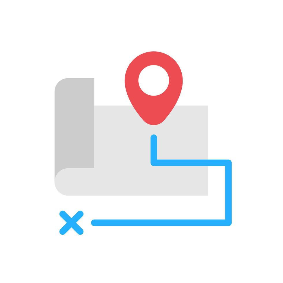 localização da rota com mapa de pinos, jornada, ilustração do conceito de distância, logotipo vetorial de design plano, símbolo, infográfico, ícone vetor