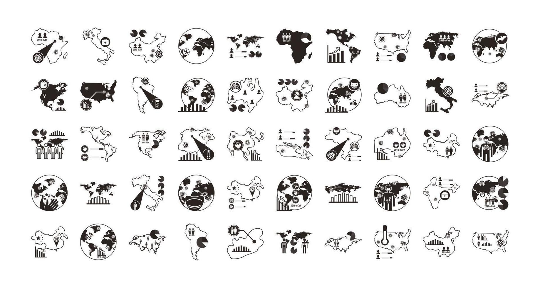 pacote de 19 designs cobiçosos, ícone de estilo de linha vetor