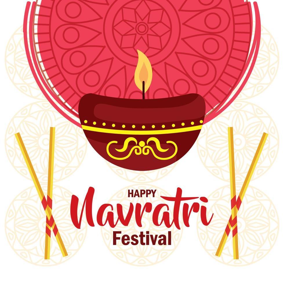 pôster de celebração navratri feliz à luz de velas vetor