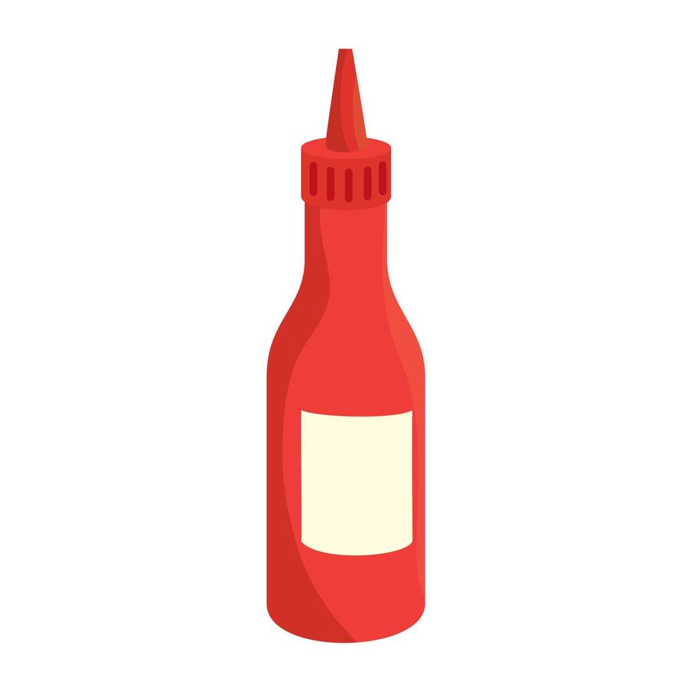 garrafa de molho de tomate, no fundo branco vetor