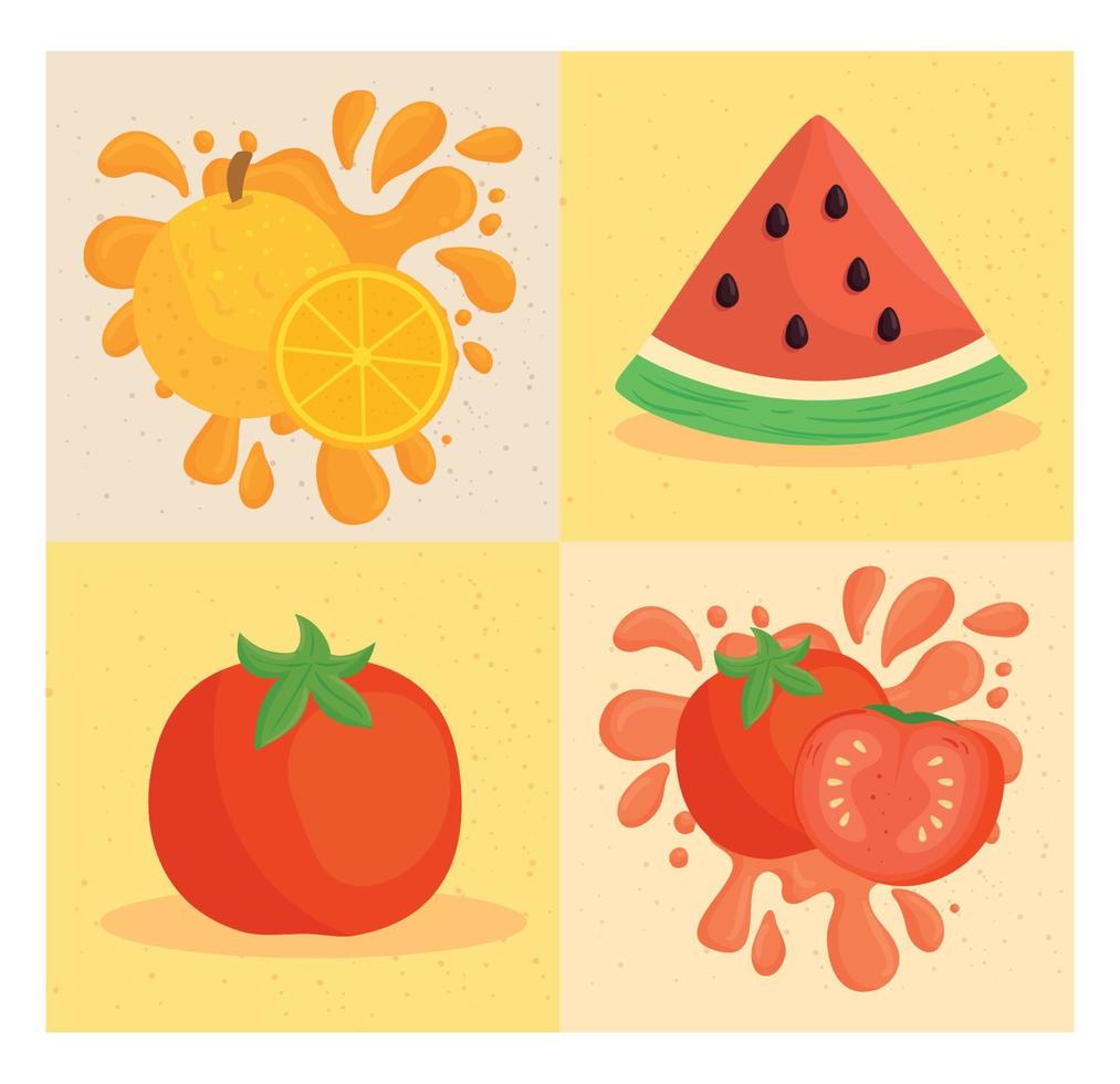 definir bandeiras de frutas e legumes vetor